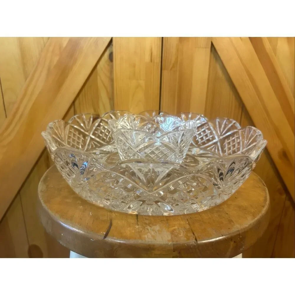 Godinger Crystal Dublin Large Shannon Chip-n-Dip bowl (5768)